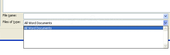 Click the Files of type list arrow