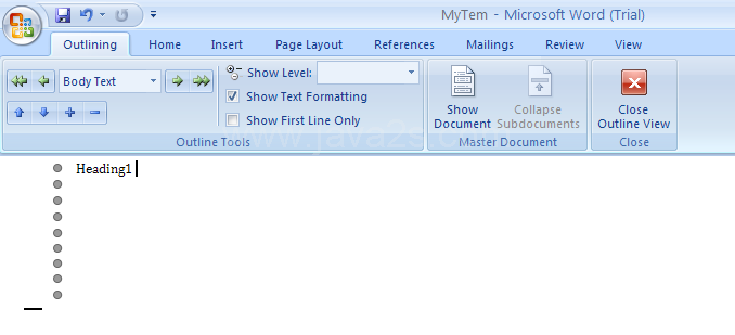 Then type a heading