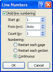 Select the options: Start at, From text, Count by, and Numbering.