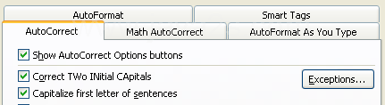 Then click the AutoCorrect tab.