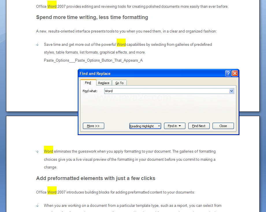 All instances of the text string are highlighted.