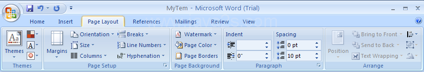 Then click the Page Layout or Design tab.
