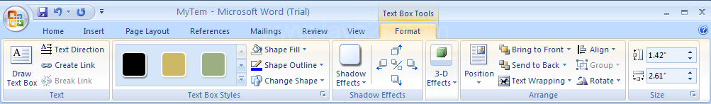 Click the Format tab under Text Box Tools.