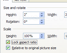 Check the 'Lock aspect ratio' check box in the Size and Position dialog box