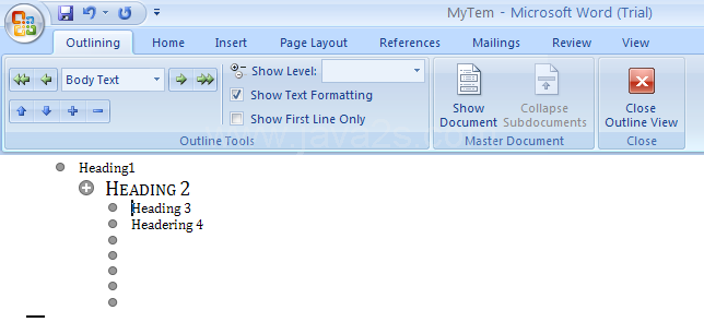 Then type another heading