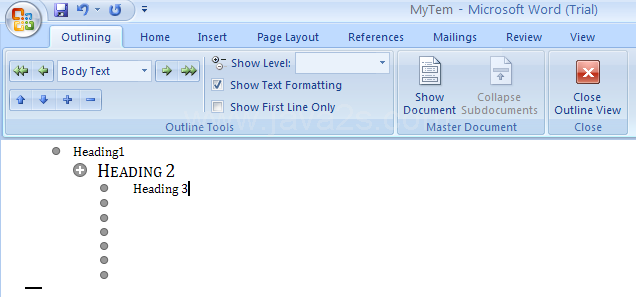 Then type a heading