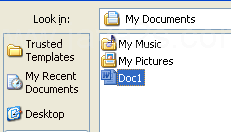 Select the document file you want to open.