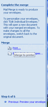 Click Print on the task pane.