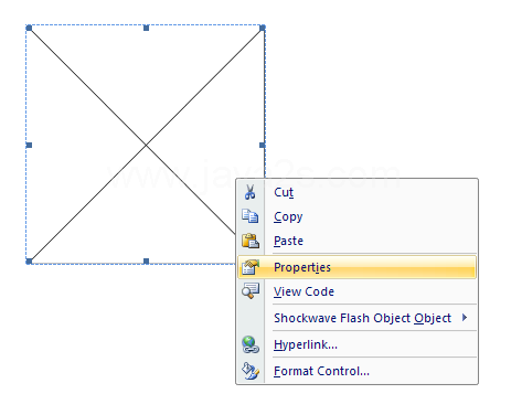 Right-click the Shockwave Flash Object and then click Properties.