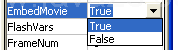 To embed the Flash file, set the EmbedMovie property to True.