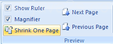 Click the Shrink One Page button to reduce the font and spacing size to save a page