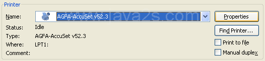 Click Properties to change printer properties.