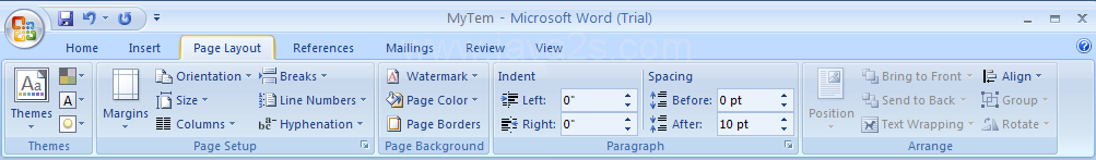 Then click the Page Layout tab.