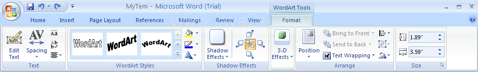 Click the Format tab under WordArt Tools.