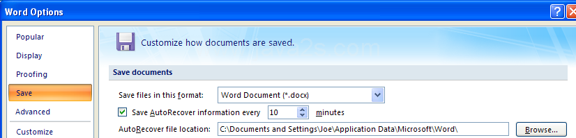 Typing a new path or clicking Browse to select one using a browser.
