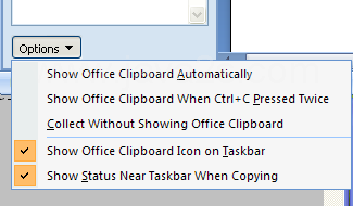 Open the task pane options