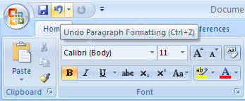 Point mouse to a button on Quick Access Toolbar to display a ScreenTip.