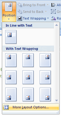 Then select a position or click More Layout Options